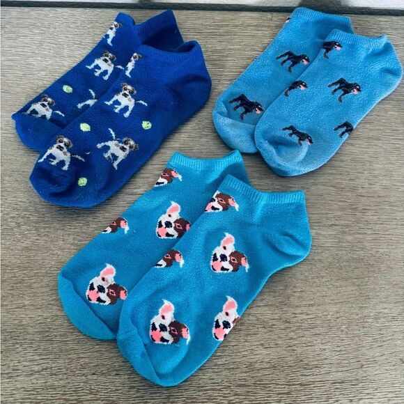 Dog Print Ankle Socks 3 Pair Bundle Lot - Picture 1 of 4